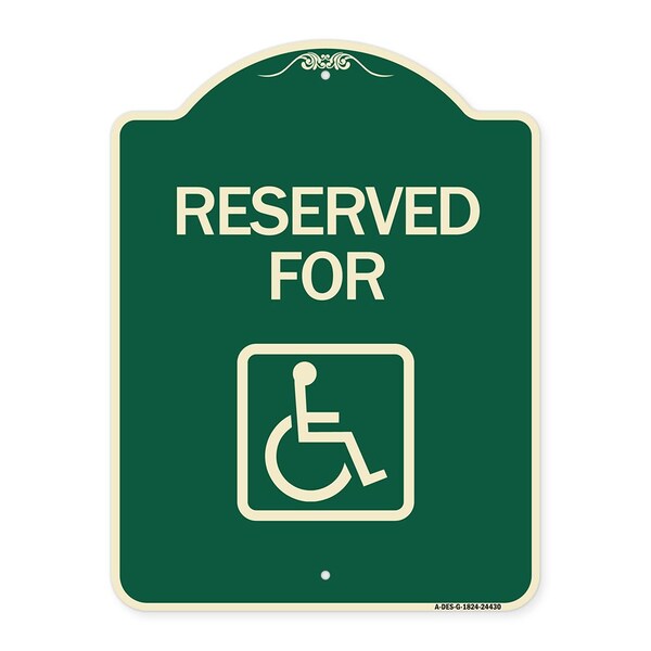Reserved for With Accessible Symbol Heavy-Gauge Aluminum Architectural Sign, 24" x 18", G-1824-24430